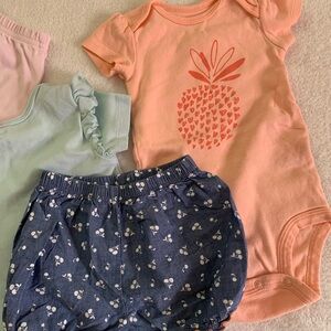 Peach Pineapple Print Baby Onesie